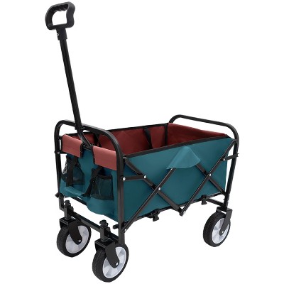 Kumasinova  Collapsible Foldable Wagon Cart with Strap System,Beach Wagon with 3PCS Plastic Liner Bag,Wagons Carts Foldable for Camping,Garden