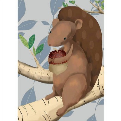 Oopsy Daisy's Sal The Squirrel - Blue Canvas Wall Art - Size 10x14