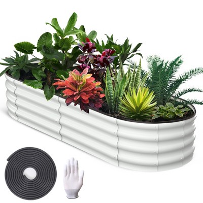 Garvee 6x3x1 FT Galvanized Raised Bed for Outdoor, Oval Garden Bed with Open Base, Tool-Free Assembly Planter Raised Boxes for Vegetables & Flowers