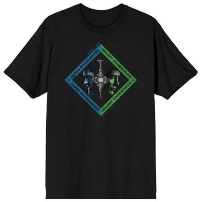 Fantastic Beasts Dumbledore Grindelwald Split Art Men's Black T-shirt