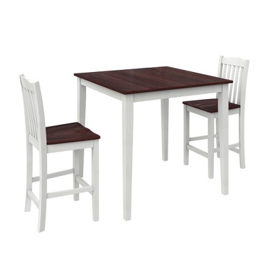 DHP Shiloh 3-Piece Counter Height Dining Set, Rustic Mahogany/White
