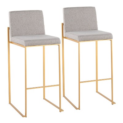 Set of 2 FujiHB Polyester/Steel Barstools Gold/Gray - LumiSource: High Back, Padded, Contemporary Design