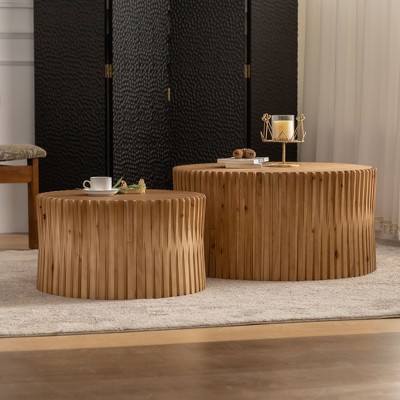 Sapphtopaz Modern Wood Coffee Table Natural Wood Grain Texture Small Coffee Table End Table Home Decor Side Table Center Table for Living Room