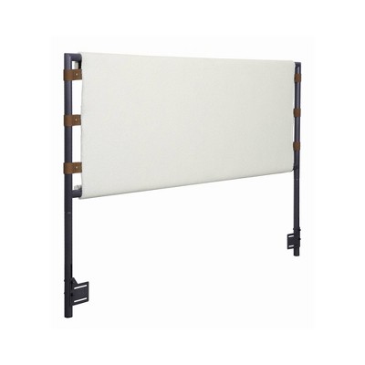 Nathan James Queen Aspen Boucle Upholstered Headboard Black Matte Metal Frame