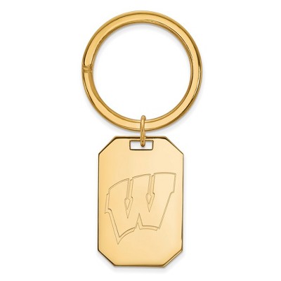 Black Bow Jewelry 14k Yellow Gold Plated Sterling Silver Wisconsin Badgers NCAA Key Chain
