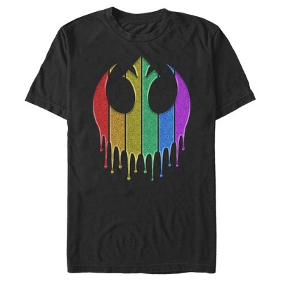 Men's Star Wars: A New Hope Rebel Alliance Rainbow Sparkle Drip T-Shirt