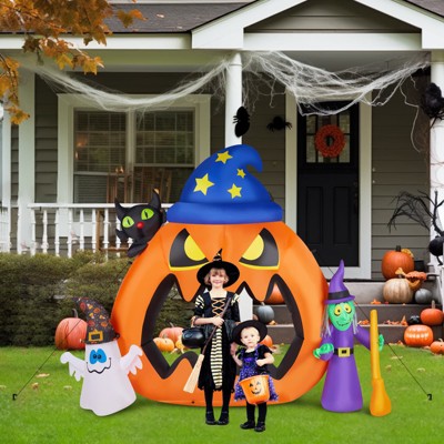 Angel Sar 6.9ft Halloween Inflatable Pumpkin with LED Lights, Blow Up Yard Decoration for Outdoor Garden, Lawn, Party, Orange