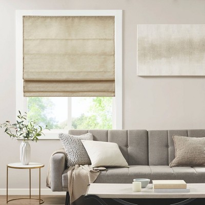 Aberdeen Printed Faux Silk Room Darkening Cordless Roman Blinds and Shade Taupe