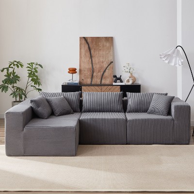 104-Inch Corduroy L-Shaped Sectional: Luxury 4-Piece Modular Sofa, Foam-Filled - Ideal for Living Room and Bedroom