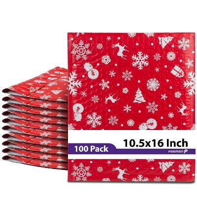 Fosmon 10.5 x 16 #5 Christmas Holiday Poly Bubble Mailer Gift Wrap, Lightweight Water/Dust/Shock/Tear Resistant Padded Shipping Envelopes