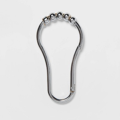 V Hook Shower Curtain Rings Chrome - Threshold™: Zinc Alloy, Chrome-Plated, 12-Pack Hooks for Liner & Rods