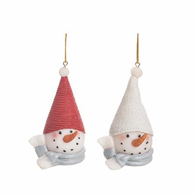 Transpac Resin Snowman Ornament Set of 2 Colorful Holiday Decorations for Christmas Tree Indoor Use Gift Giving