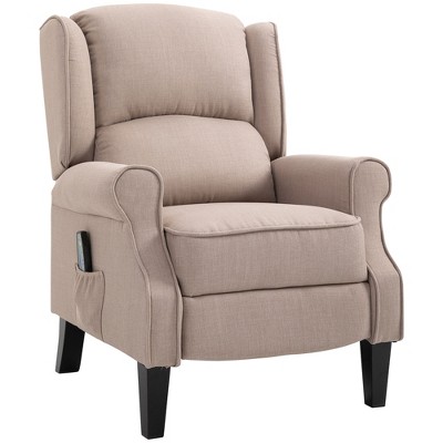 HOMCOM Wingback Heated Vibrating Massage Chair, Accent Sofa Vintage Upholstered Massage Recliner Chair
