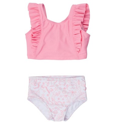 RuffleButts Toddler Girls UPF50+ Waterfall Tankini