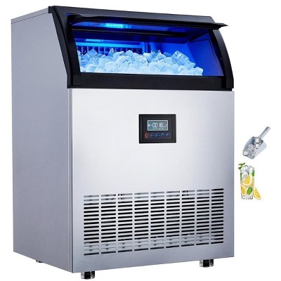 Acekool Commercial Ice Maker, 265Lbs/24H with 55Lbs Storage Bin, Stainless Steel Self-Cleaning Ice Machine, LCD Control for Home & Kitchen