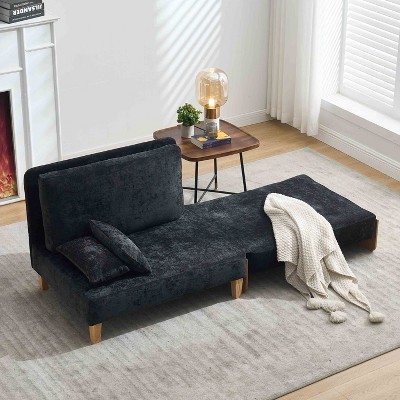 APRILSOUL Foldable sofa bed recliner,3-in-1 convertible, mid-century modern, for small spaces, three pillows,for bedroom study room guest