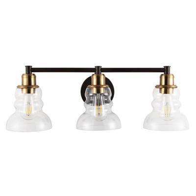 Light Manhattan Vintage Metal/Glass Industrial Rustic LED Vanity - JONATHAN Y