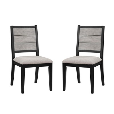 Simple Relax Set of 2 Fabric Upholstered Dining Side Chairs in Dove Grey and Black