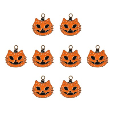 John Bead 8pcs Sweet & Petite Pumpkin Cat, Simple Halloween Charms