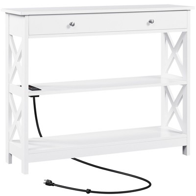 Yaheetech Wooden Console Table Entryway Table with Power Outlet