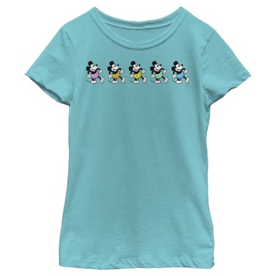 Girl's Disney Mickey Mouse Colorful Line T-Shirt