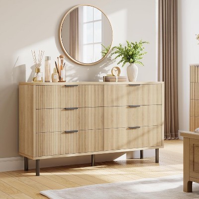 6 Drawer Dresser for Bedroom, Modern Wide Dresser Organizer with Storage Drawers, Wooden Chests of Drawers for Bedroom, Entryway, Hallway