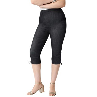 Roaman's Plus Size Comfort Stretch Lace Up Capri Jean