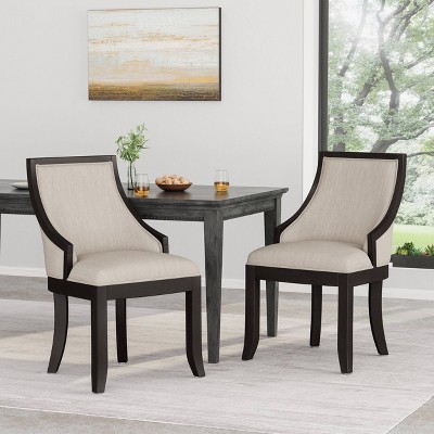 Christopher Knight Home Set of 2 Thurber Birch Wood Upholstered Dining Chairs Beige/Walnut