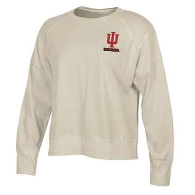NCAA Indiana Hoosiers Women's Long Sleeve Cream T-Shirt
