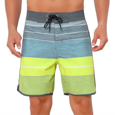 INSPIRE CHIC Men's Summer Beach Casual Color Block Striped Drawstring Board Shorts