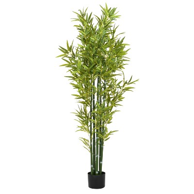 Gulches 72in Artificial Bamboo Tree Set of 2 in Pot Green Polyester Stalks Indoor Outdoor Lucky Decor No Maintenance Faux Plants