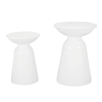 2pk Pelon Outdoor Round Iron Side Tables White - Christopher Knight Home