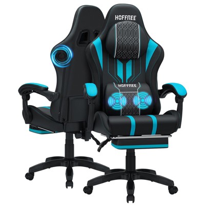 Hoffree Extra Large Massage Gaming Chair Ergonomic Office PC Chair with Bluetooth Speaker & Armrest