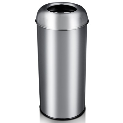 17 Gal/65L Open Top Trash Can, Heavy Duty Commercial Kitchen Waste Bin, Brushed Stainless Steel Finish, Fingerprint-Resistant