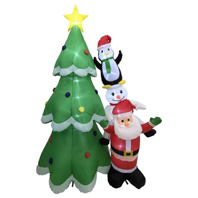Northlight LED Lighted Inflatable Christmas Tree with Santa and Friends Outdoor Decoration - 8.25'