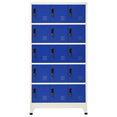 vidaXL Steel Locker Cabinet in Gray and Blue - Secure Storage with Lockable Doors and Air Vents, Perfect for Home and Office Use