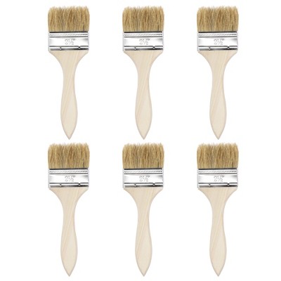 Unique Bargains Bristle Wall Treatment Tool Paint Brush with Wooden Handle 6 Pcs