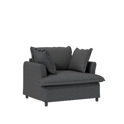 37" Oversized Single Seat Sofa Module for Modular Sectional Sofa, Wide Seat Chenille Armchair with Pillows