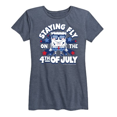 Women's - SpongeBob SquarePants - Fly on the 4th of July Short Sleeve Graphic T-Shirt
