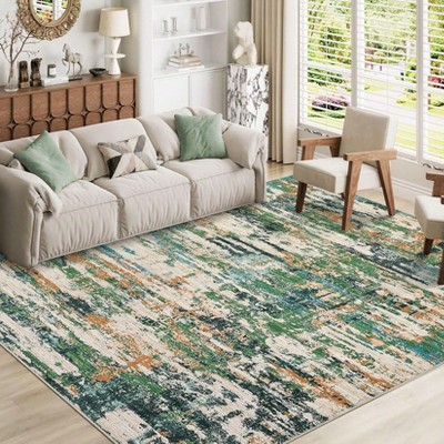 Modern Abstract Printed Carpet, Machine Washable, Soft Foldable, Non-Slip Backing