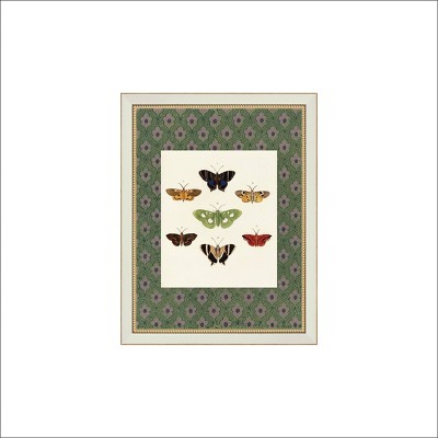 Petal Lane 7"x9" Butterflies Brass Beaded Framed Wall Art Cream