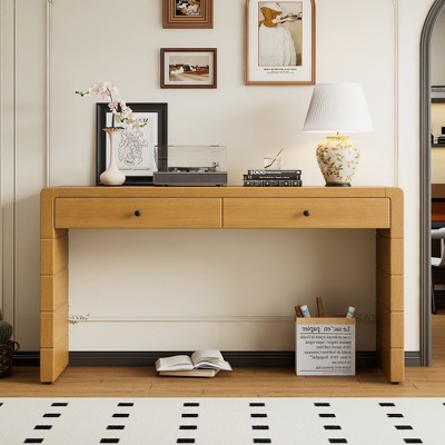 YOOCOZZ  Curved Console Table with Drawers