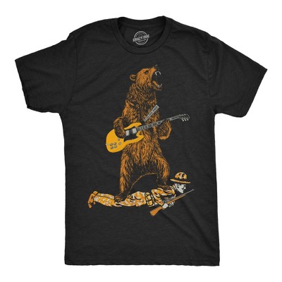 Mens Guitar Bear Funny T Shirts Sarcastic Rock and Roll Tee for Men - Crazy Dog Men's T Shirt For Music Lovers