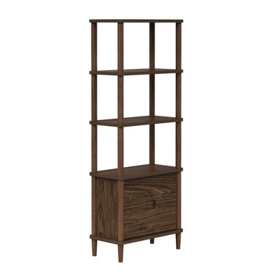 Teamson Home Ellery 5 Tier Storage Cabinet with Open Shelves Walnut
