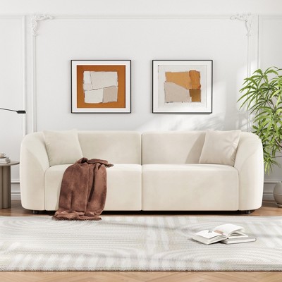 87" Velvet Curved Contemporary Sofa with Plush Seating, Streamlined Design, and Durable Frame