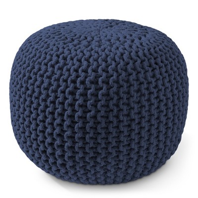 Casafield Pouf Ottomans, Cotton Knit Foot Stools, Boho Floor Pouffes for Living Room