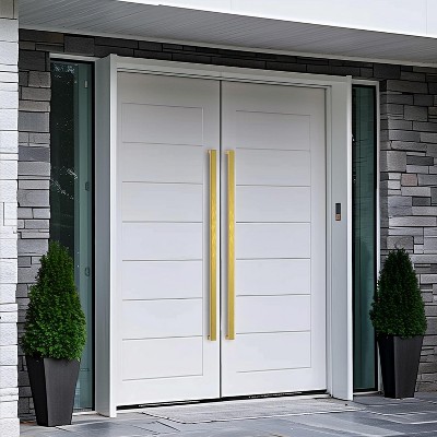Modern Contemporary Long Stainless Steel Push Pull Door Handle for Home Entrance Glass Shower Wooden Barn Square Series - Gold - 48-Inches