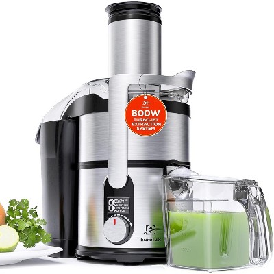 Unleash Real Juice Power: Eurolux 800W TurboJet Juicer—Whole Fruit, 5 Speeds, Easy Clean, Stainless