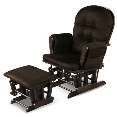 Costway Glider and Ottoman Cushion Set Wood Baby Nursery Rocking Chair