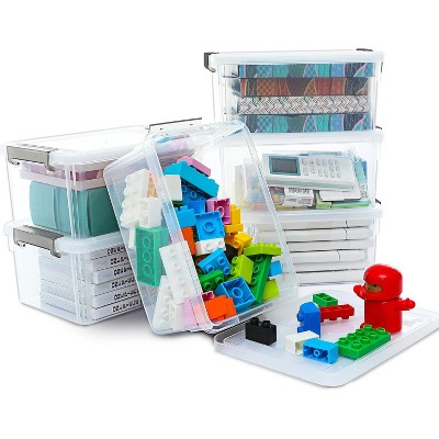 Summit Adventure 6 Packs Small Storage Bins with Lids 3.2 QT Plastic Storage Containers for Organizing Stackable Clear Storage Boxes